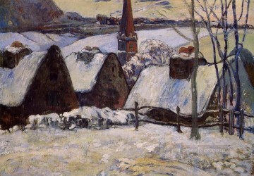 Pueblo bretón en la nieve Postimpresionismo Primitivismo Paul Gauguin Pinturas al óleo